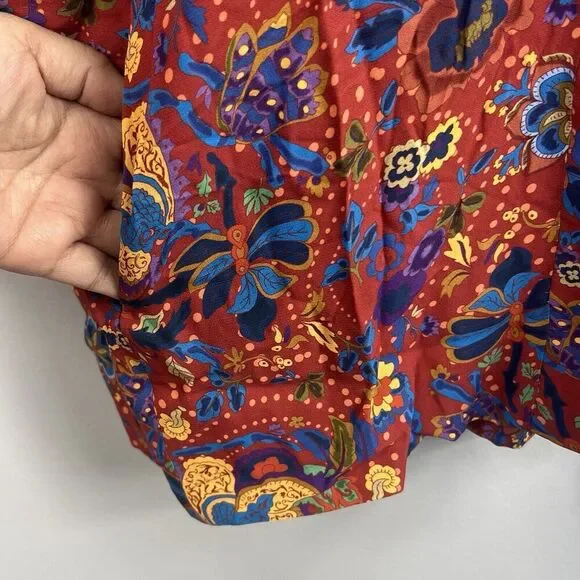 Elizabeth & James Drew Open Front Kimono Size M Rust Floral - Picture 6 of 12